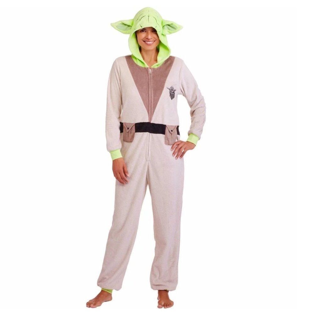 Star Wars Yoda Costume 1 Piece Hooded Pajamas Size Small **